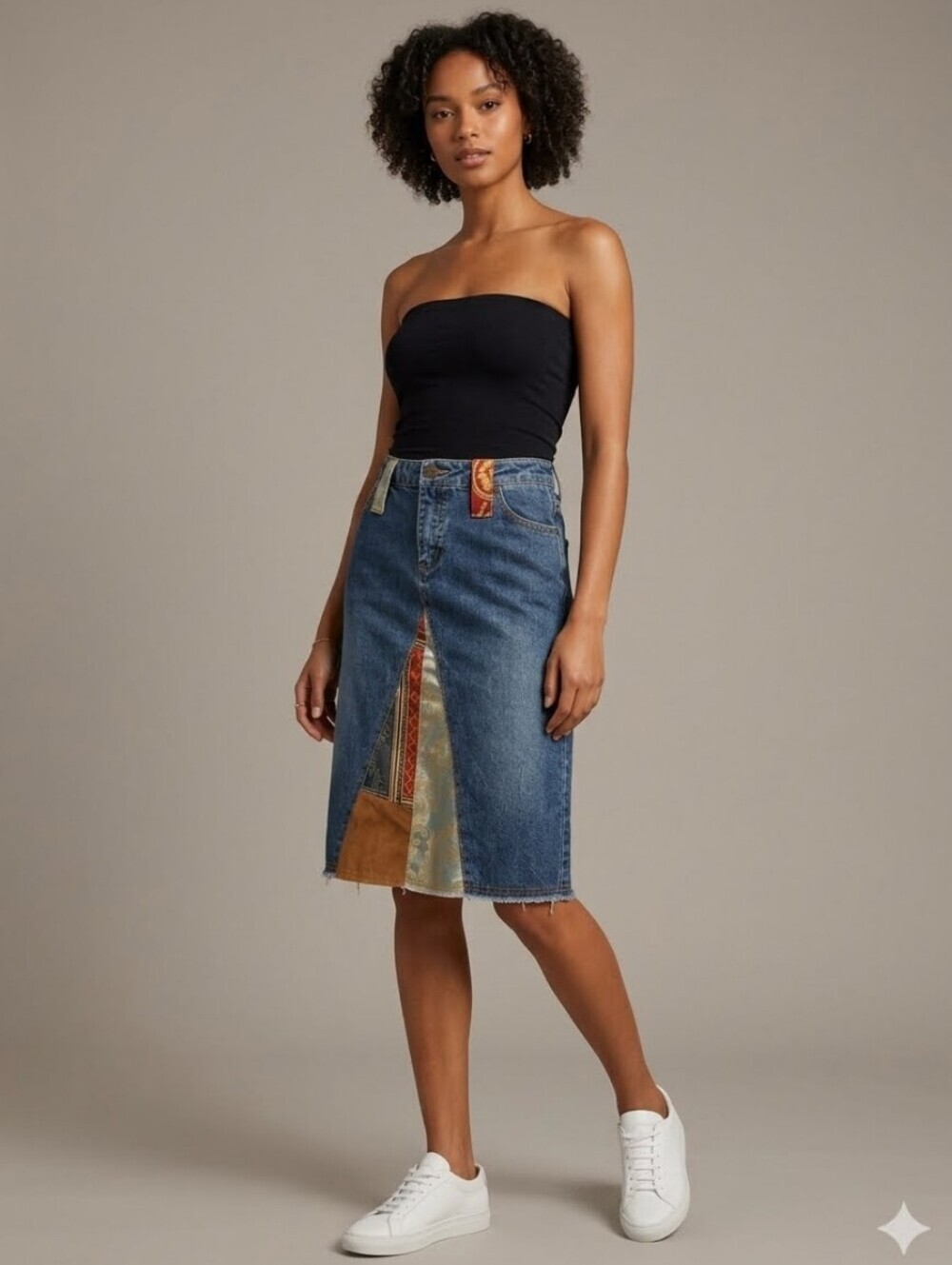 Vintage Y2K Nitro Patchwork Denim Brocade Skirt, VGUC, Size 9